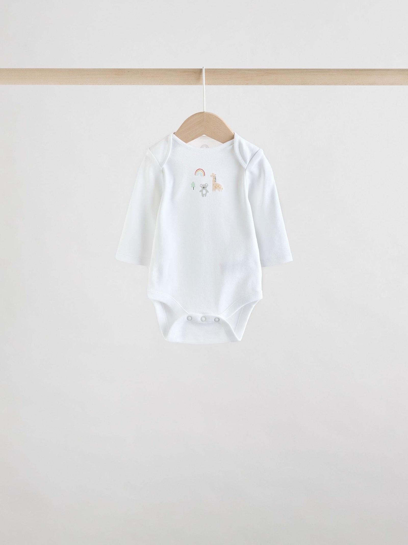 White Character 5 Pack Long Sleeve 100% Cotton Baby Bodysuits