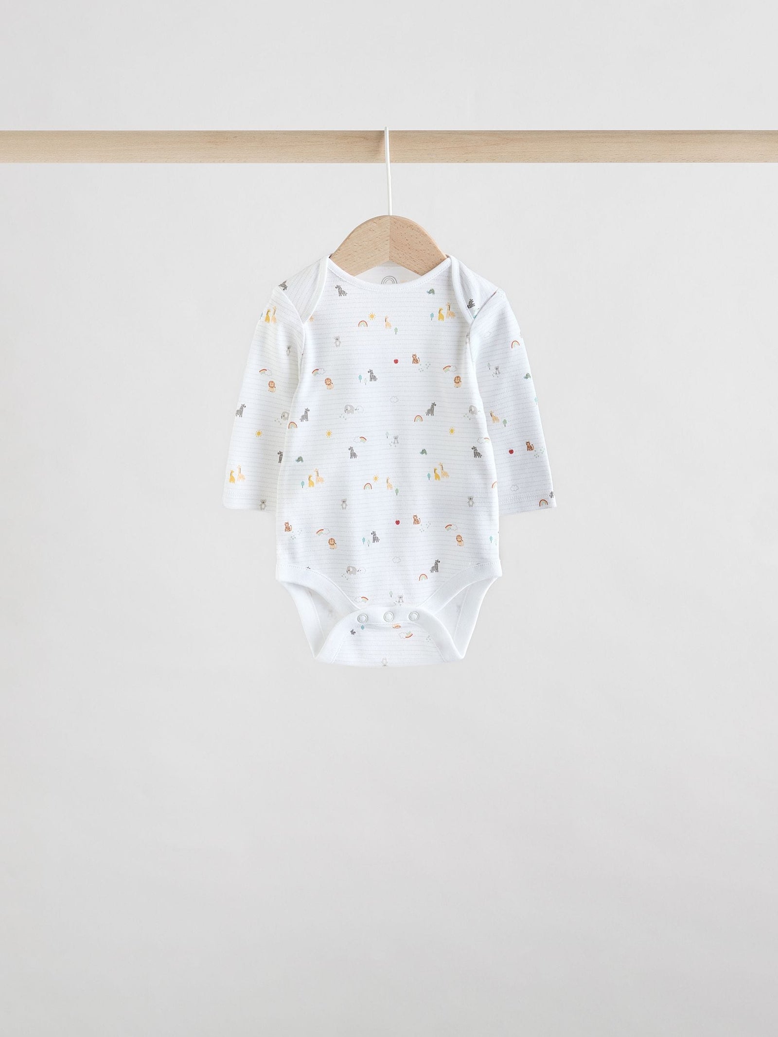 White Character 5 Pack Long Sleeve 100% Cotton Baby Bodysuits