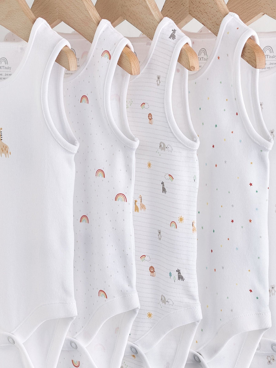 White 5 Pack Baby Vest Bodysuits