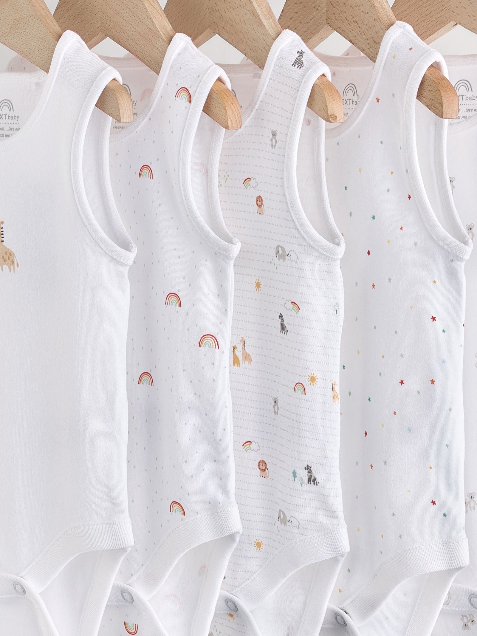 White 5 Pack Baby Vest Bodysuits