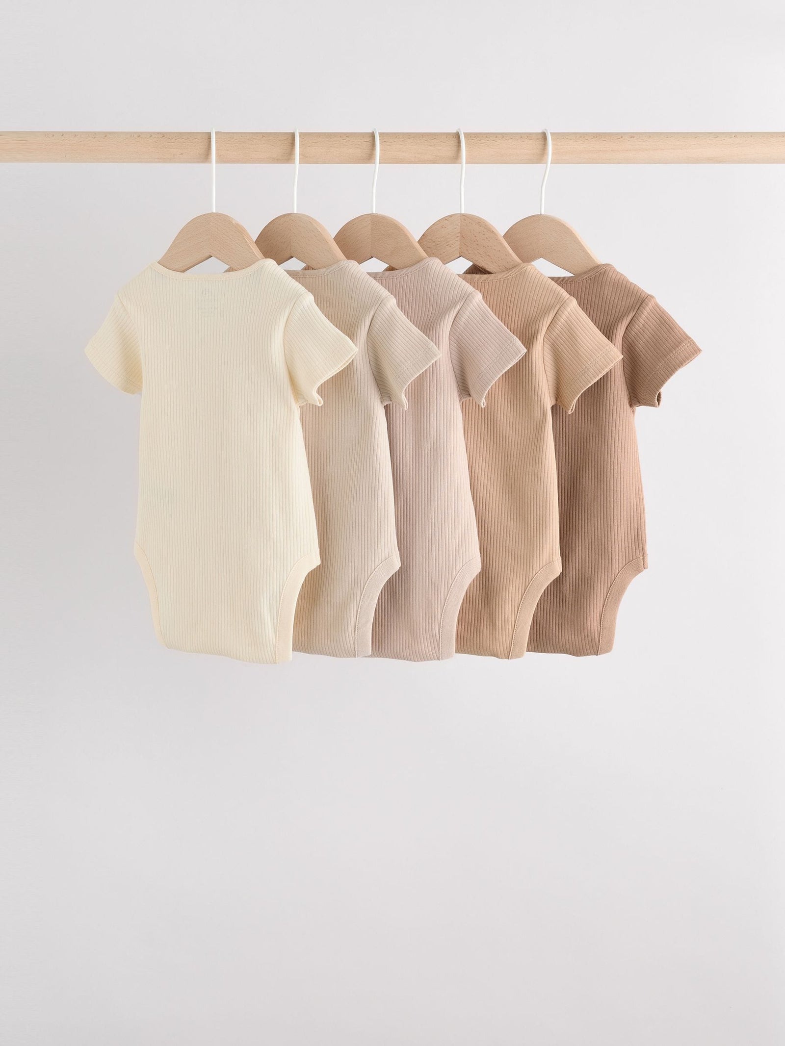 Cream Baby Short Sleeve Bodysuits 5 Pack