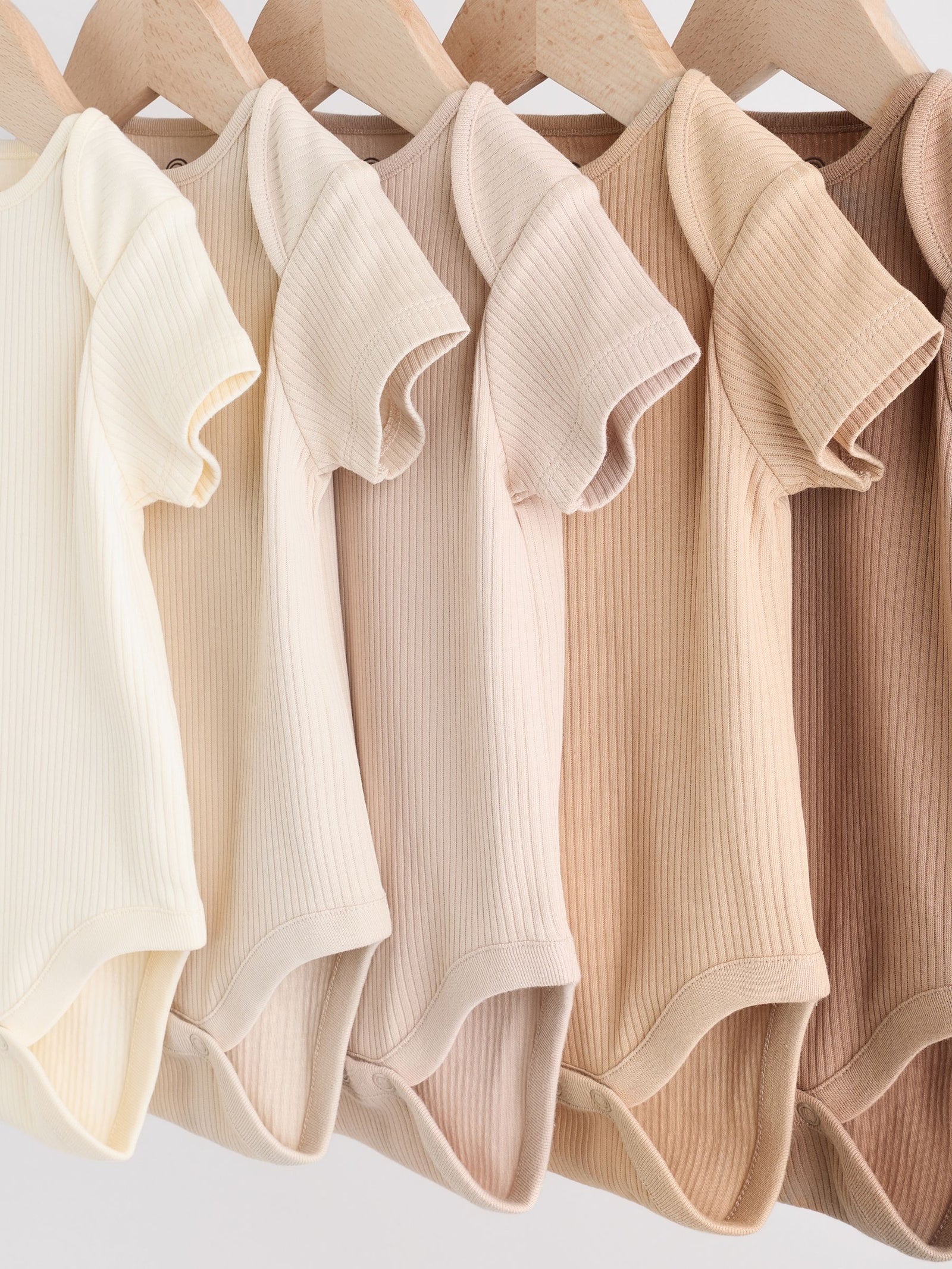Cream Baby Short Sleeve Bodysuits 5 Pack
