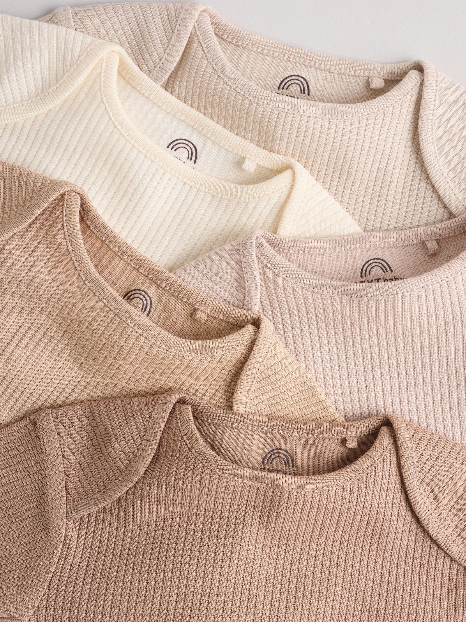 Cream Baby Long Sleeve Bodysuits 5 Pack