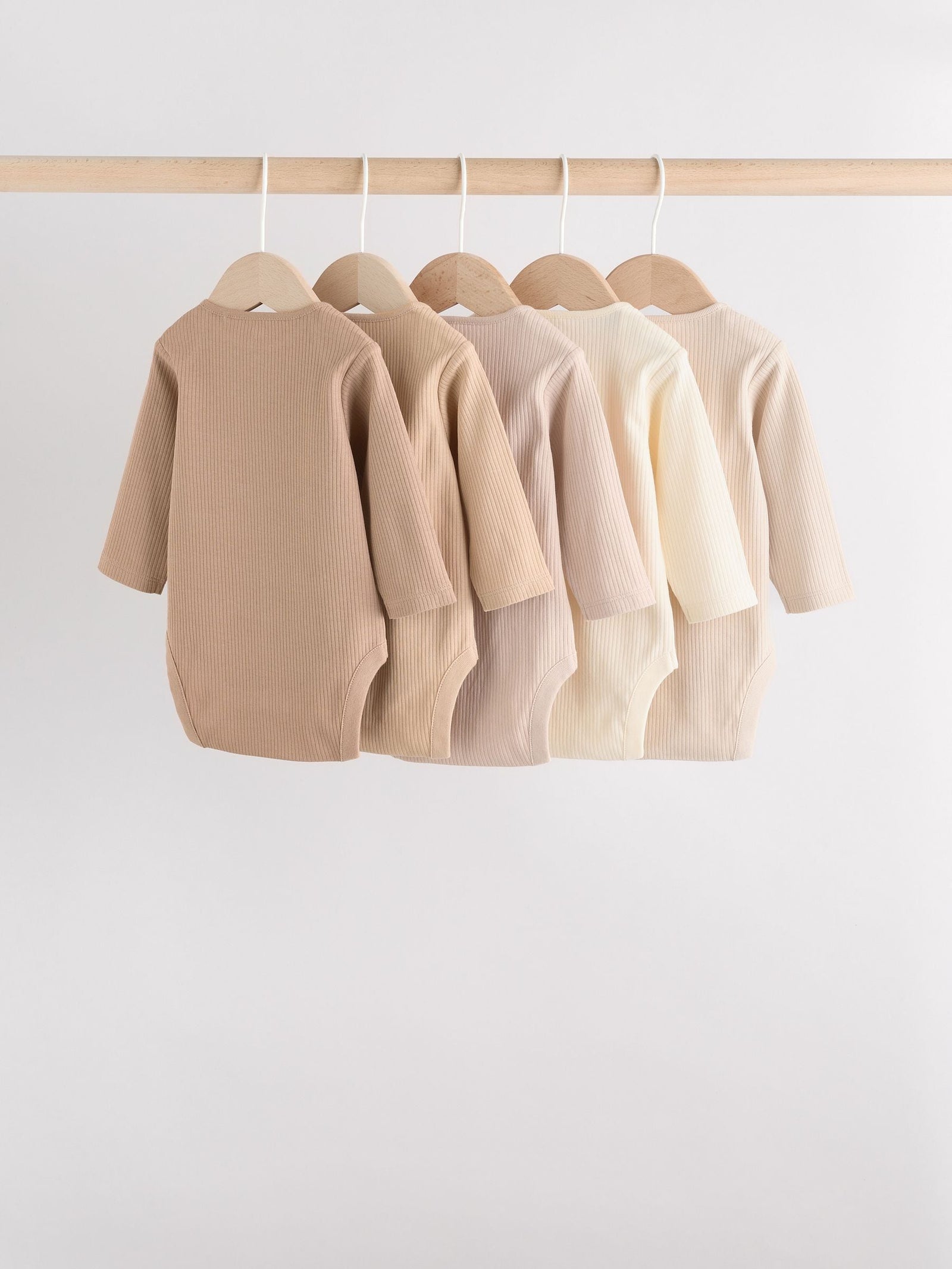 Cream Baby Long Sleeve Bodysuits 5 Pack