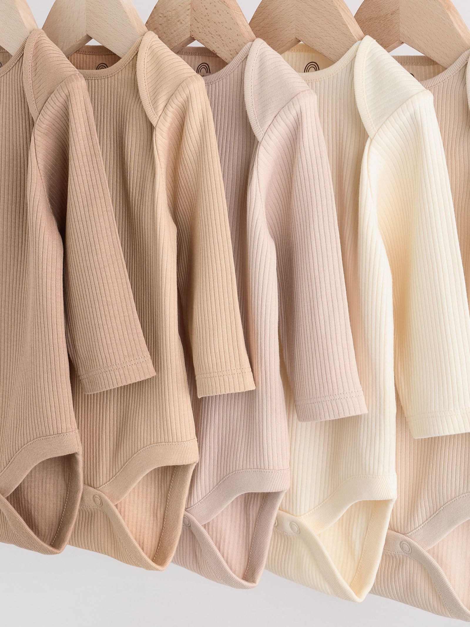 Cream Baby Long Sleeve Bodysuits 5 Pack