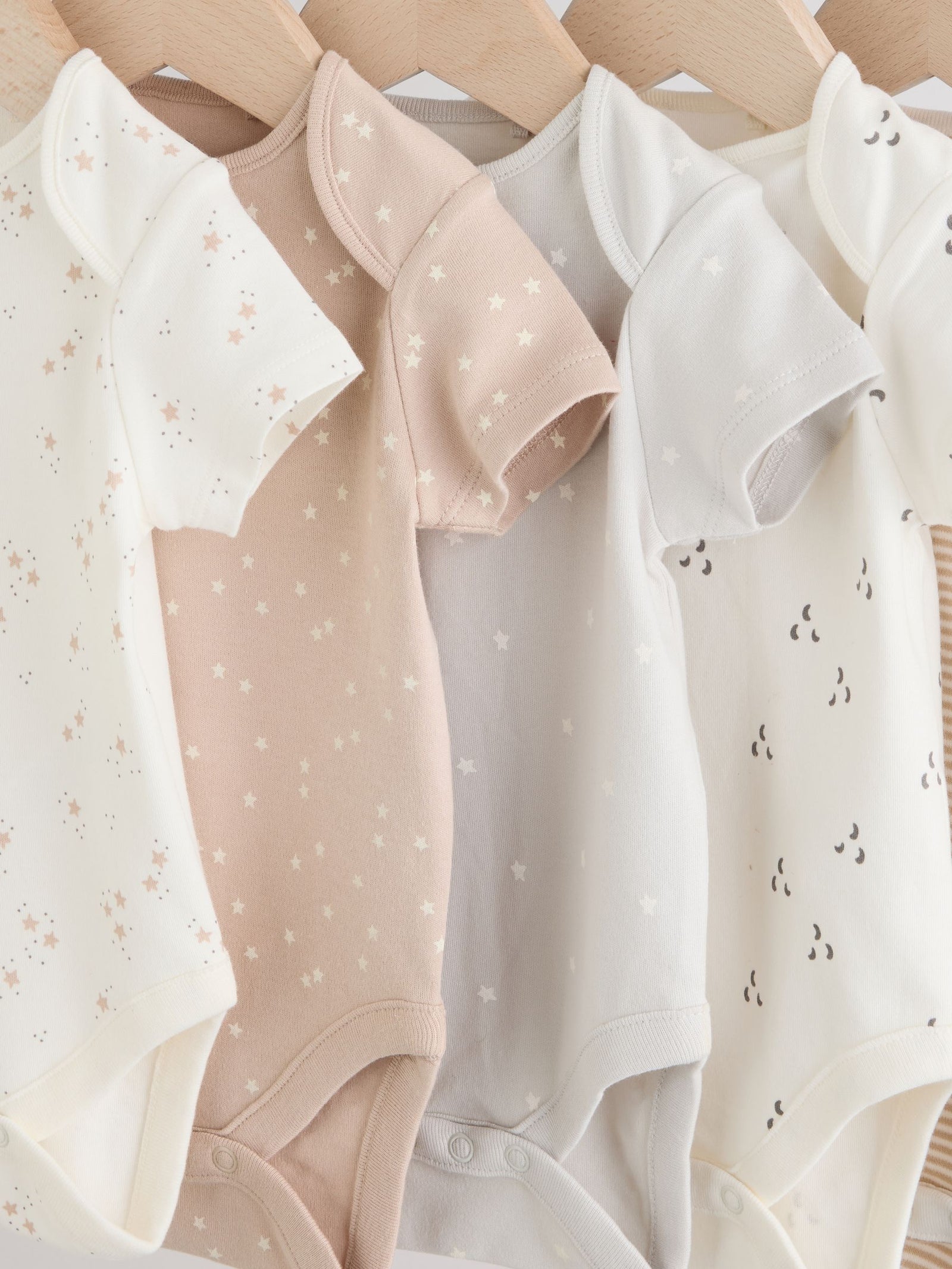 Neutral 100% Cotton Short Sleeve Baby Bodysuits 5 Pack