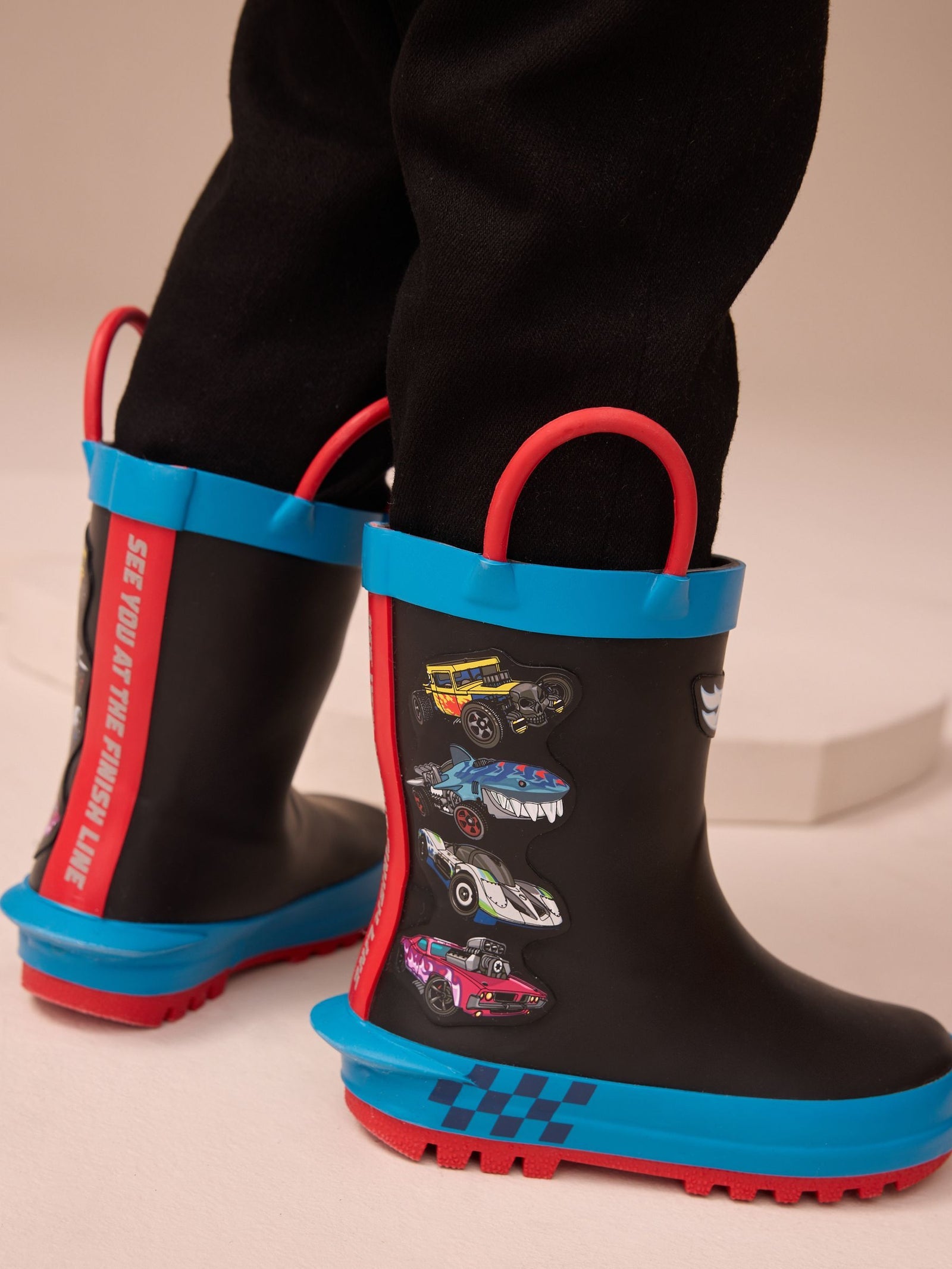 Black Hot Wheels Handle Pull On Wellies
