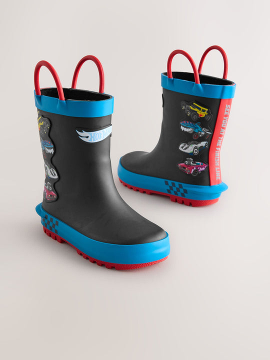 Black Hot Wheels Handle Pull On Wellies