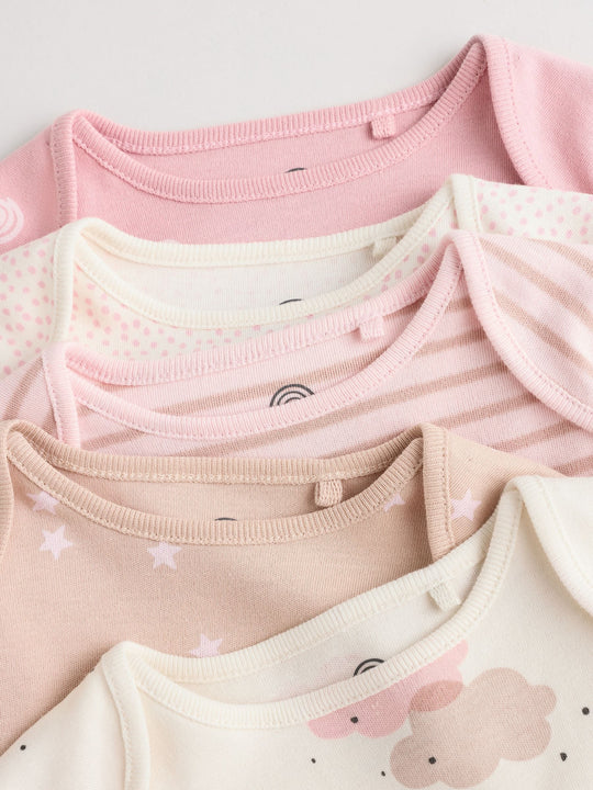 Pink Baby Long Sleeve Bodysuits 5 Pack