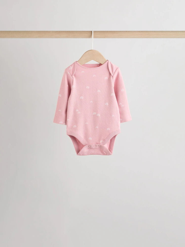 Pink Baby Long Sleeve Bodysuits 5 Pack