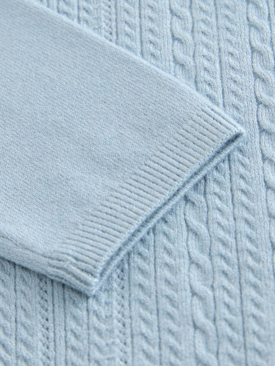 Blue Cable Knit Polo Shirt (3mths-7yrs)
