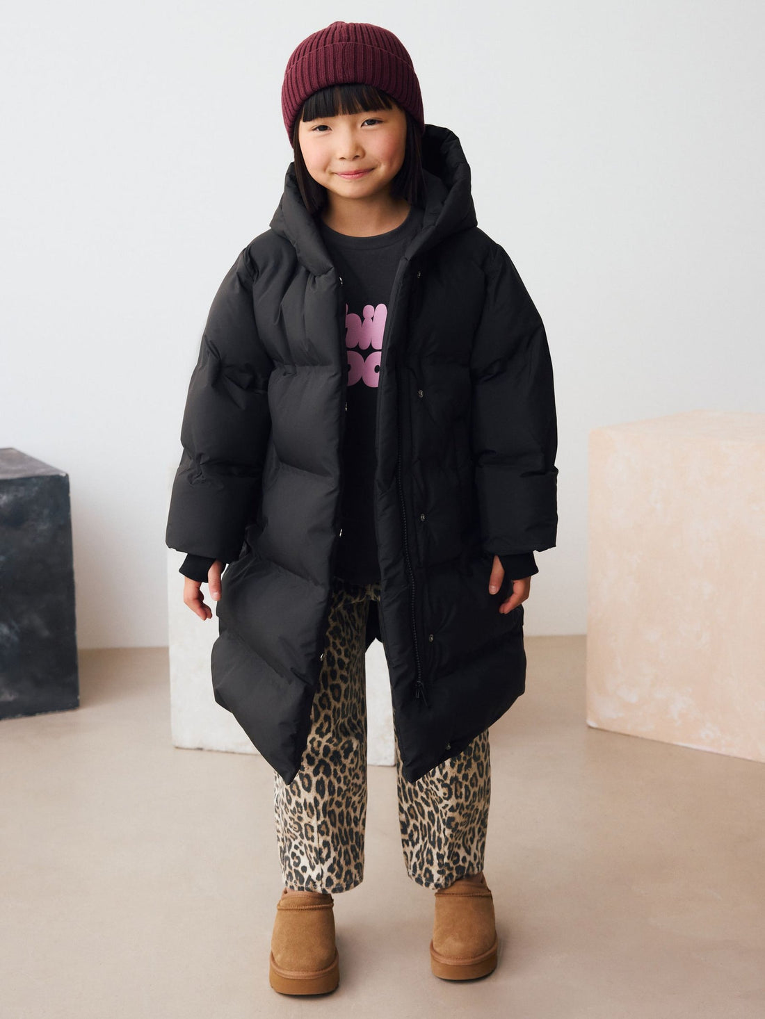Black Waterproof Faux Fur Lined Padded Coat (3-16yrs)