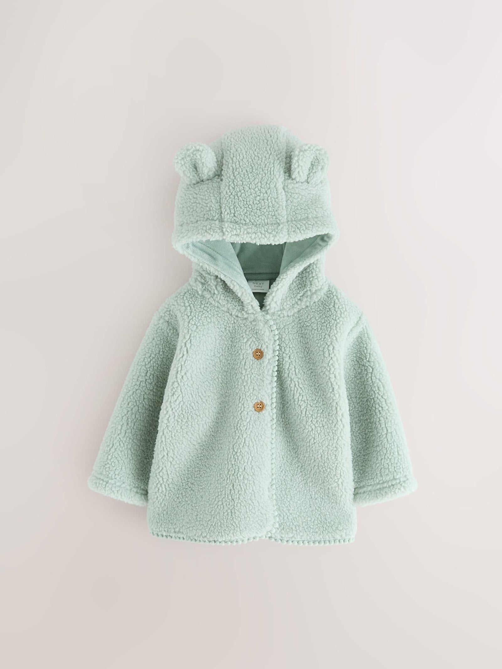 Sage Green Baby Borg Hooded Jacket (0mths-2yrs)