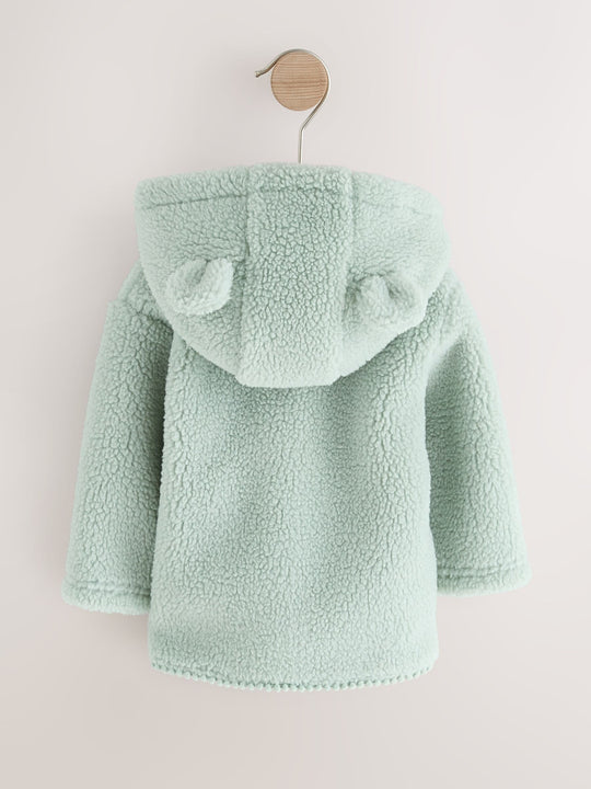 Sage Green Baby Borg Hooded Jacket (0mths-2yrs)