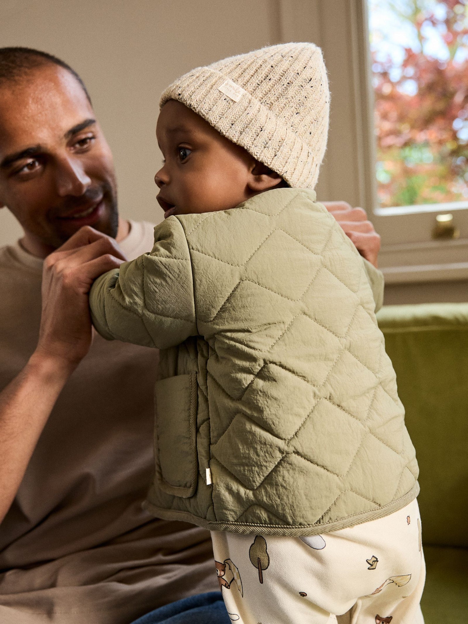 Khaki Green Nylon Quilted Baby Jacket (0mths-2yrs)