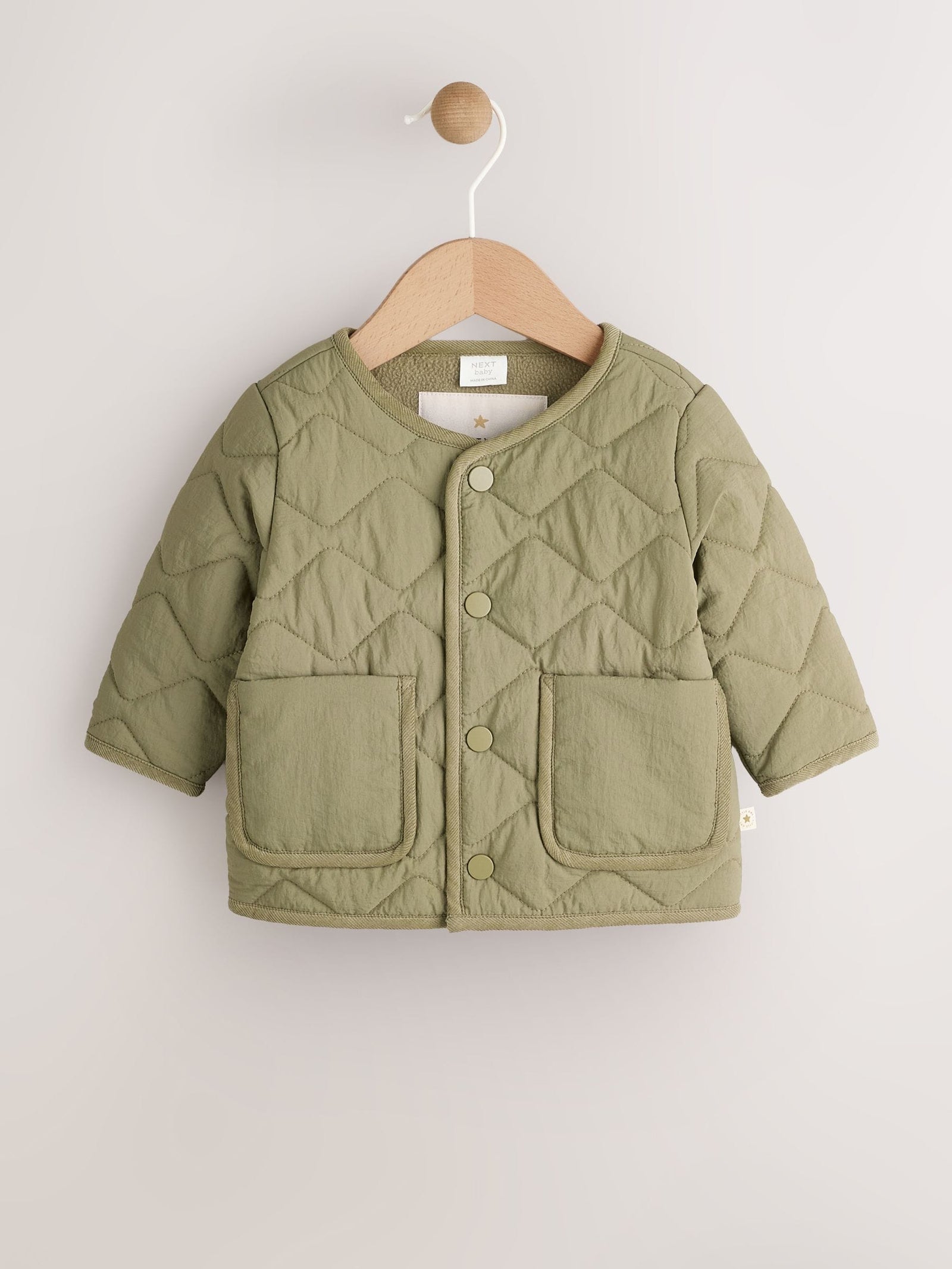 Khaki Green Nylon Quilted Baby Jacket (0mths-2yrs)