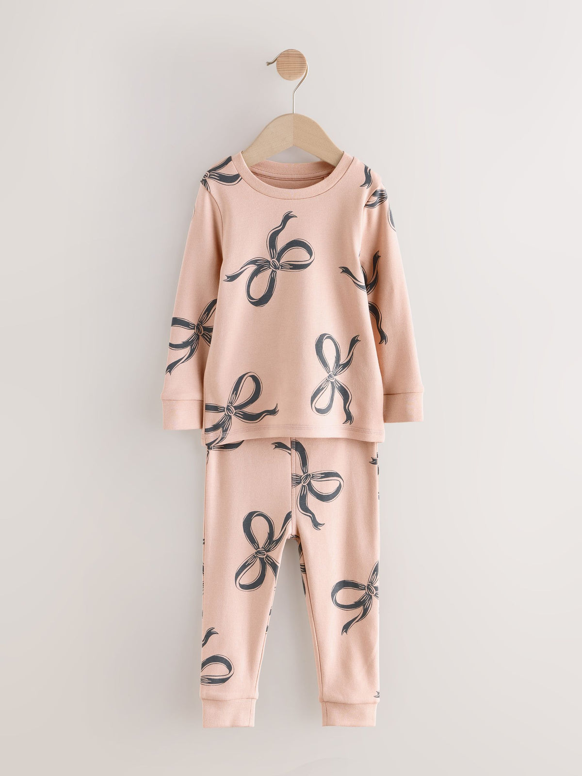 Ecru/Brown Bow Print Snuggle Pyjamas 3 Pack (9mths-12yrs)