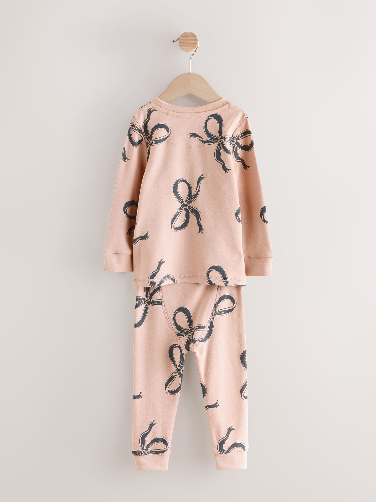 Ecru/Brown Bow Print Snuggle Pyjamas 3 Pack (9mths-12yrs)