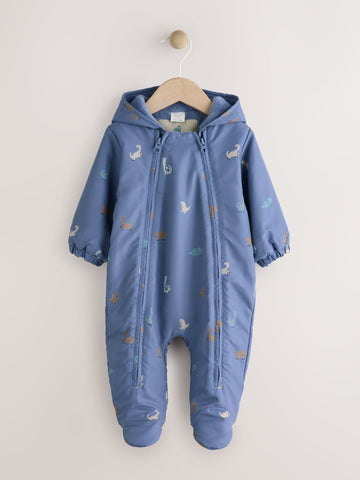 Navy Hooded Nylon Baby All-In-One Pramsuit