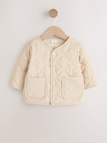 Neutral Quilted Popper Baby Jacket