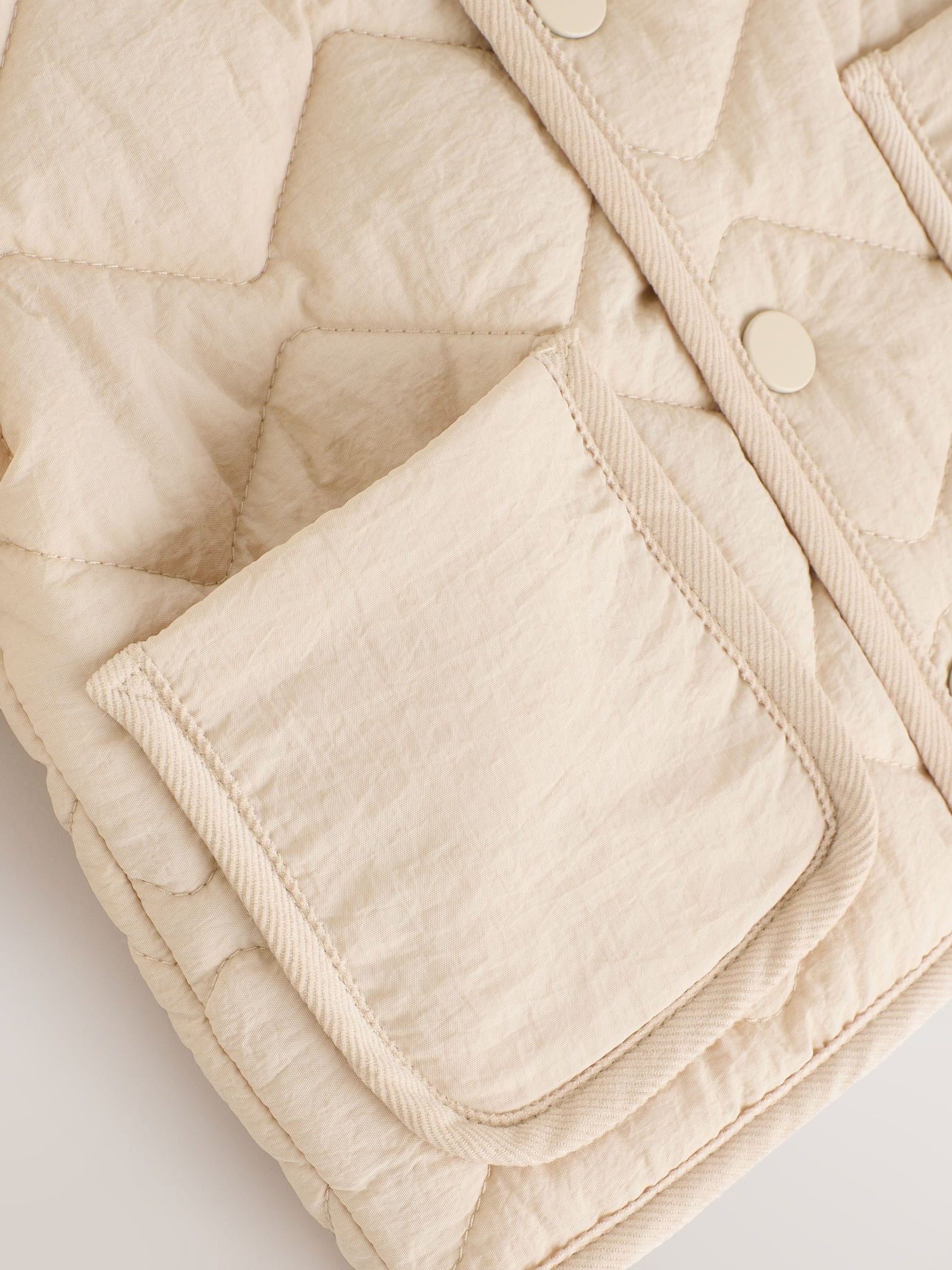 Neutral Quilted Popper Baby Jacket