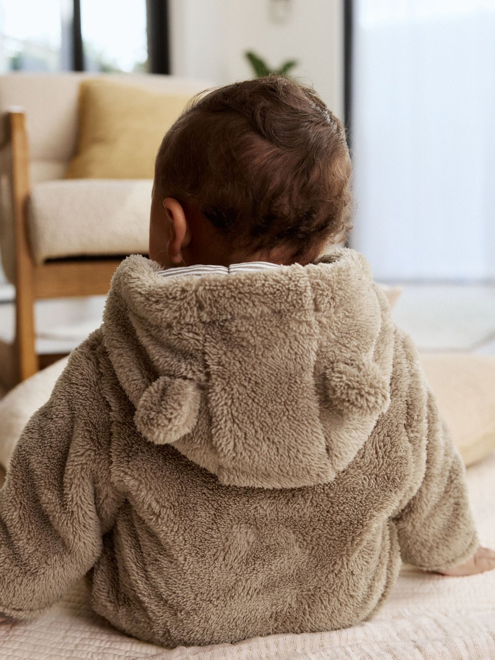 Mink Brown Fleece Baby Pramsuit