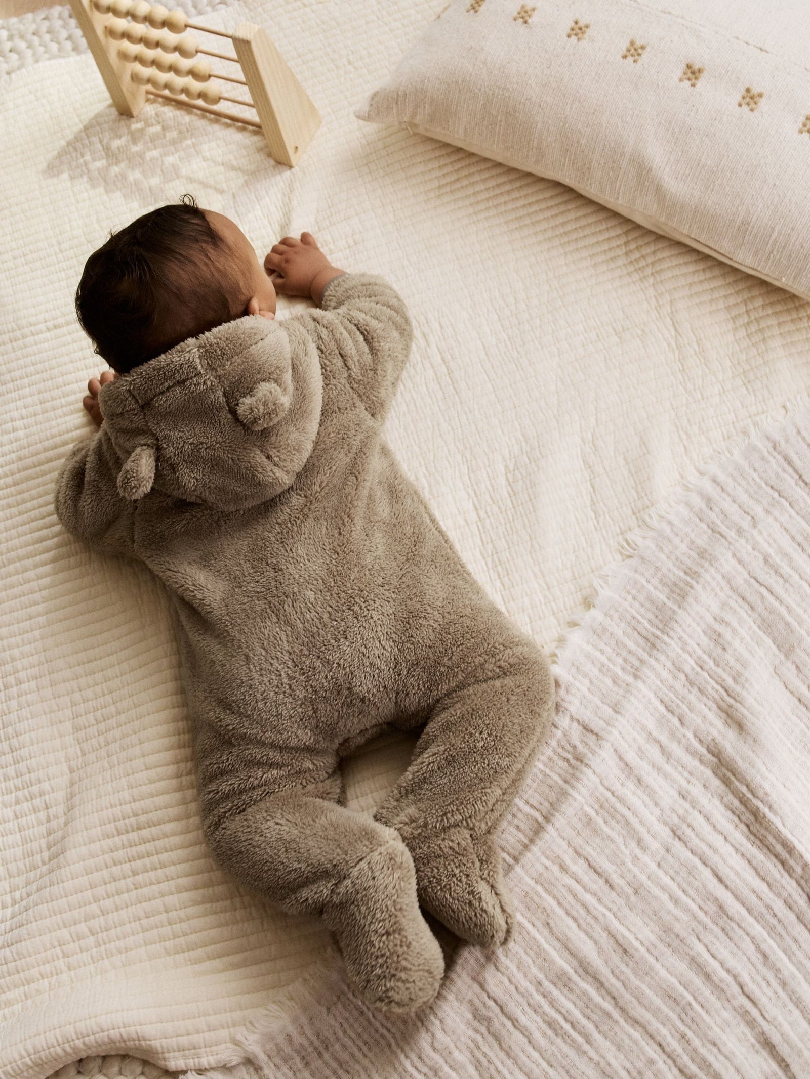 Mink Brown Fleece Baby Pramsuit