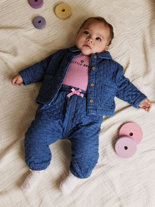 Blue Baby Denim Jacket Trousers and T-Shirt 3 Piece Set (0mths-2yrs)