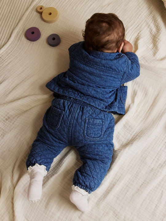 Blue Baby Denim Jacket Trousers and T-Shirt 3 Piece Set (0mths-2yrs)