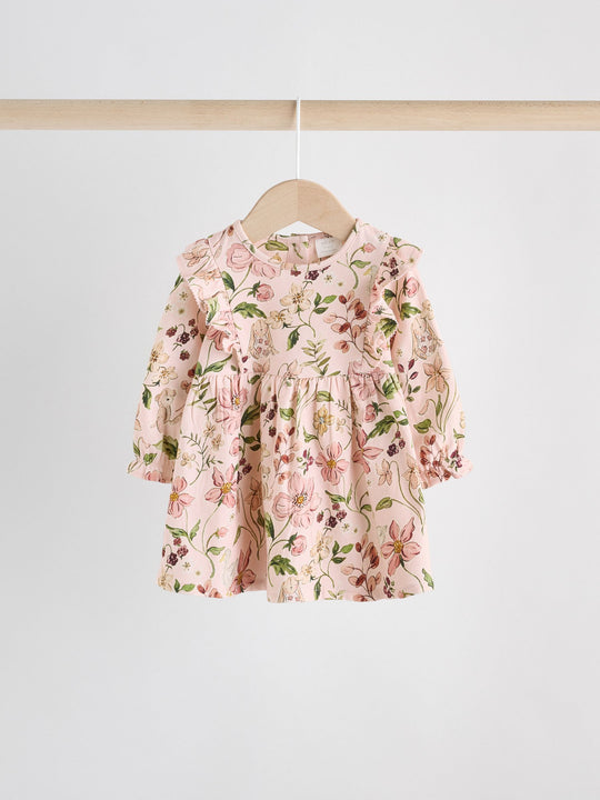Pink Floral/ Cream Ditsy Baby Jersey Dresses 2 Pack (0mths-2yrs)