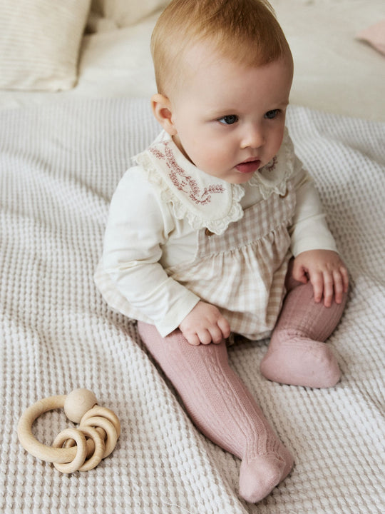 Pink Bubble Romper Long Sleeve Bodysuit Cardigan and Tights 4 Piece Set (0mths-2yrs)