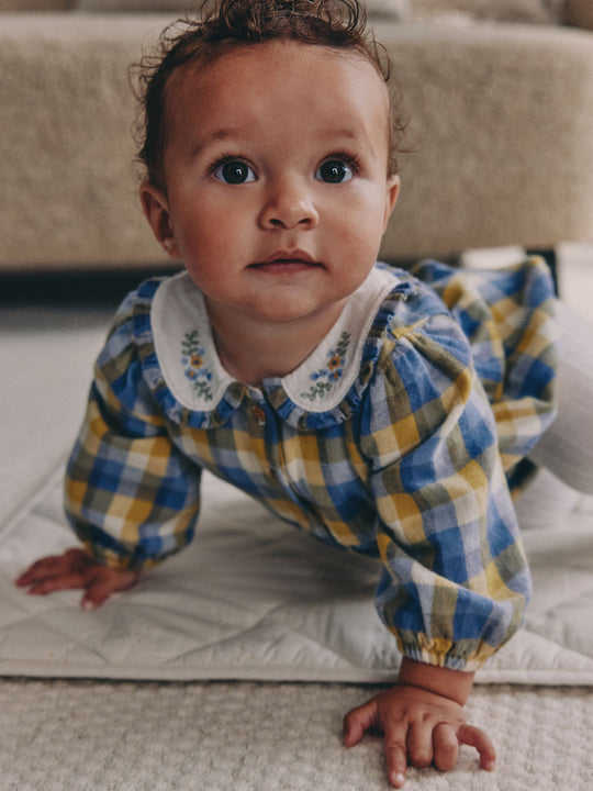 Green/Yellow Gingham Baby Bloomer Rompers Set 2 Piece with Tights (0mths-3yrs)