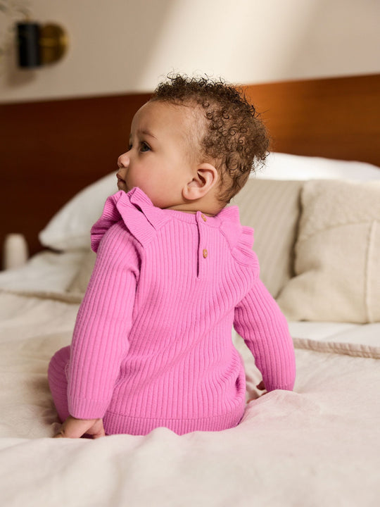 Bright Pink Baby Knitted Jumper and Leggings Set 2 Piece (0mths-3yrs)
