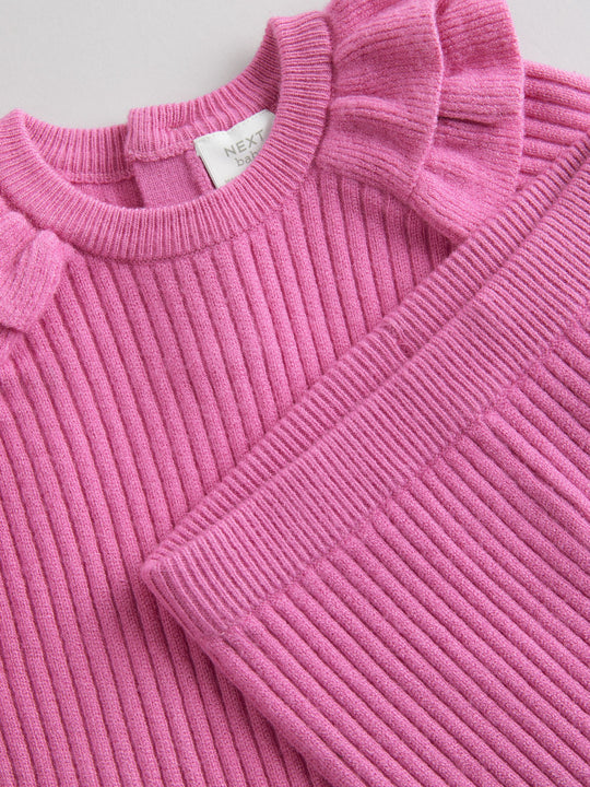 Bright Pink Baby Knitted Jumper and Leggings Set 2 Piece (0mths-3yrs)