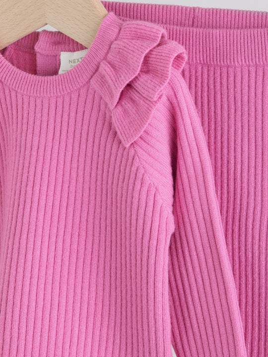 Bright Pink Baby Knitted Jumper and Leggings Set 2 Piece (0mths-3yrs)