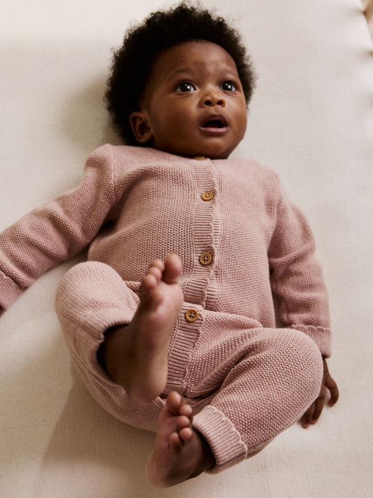 Pink Baby Knitted Romper (0mths-3yrs)