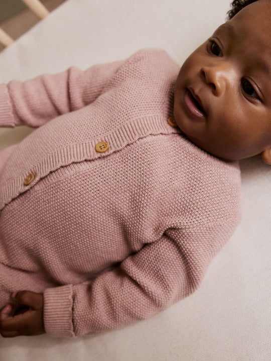 Pink Baby Knitted Romper (0mths-3yrs)