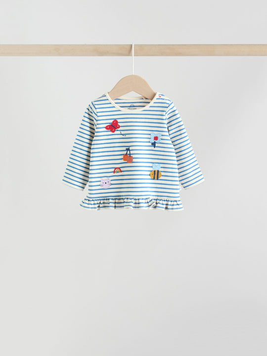 Red/Blue/Cream Long Sleeve Top And Leggings Set 6 Piece (0mths-2yrs)