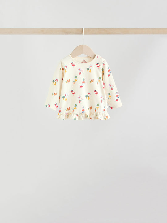 Red/Blue/Cream Long Sleeve Top And Leggings Set 6 Piece (0mths-2yrs)