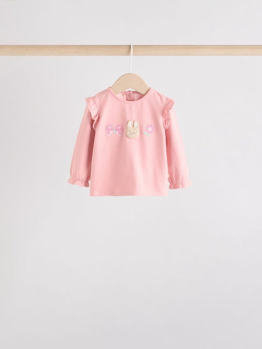 Pink/ Cream/ Bunny Character Long Sleeve Top And Leggings Set 6 Piece (0mths-3yrs)