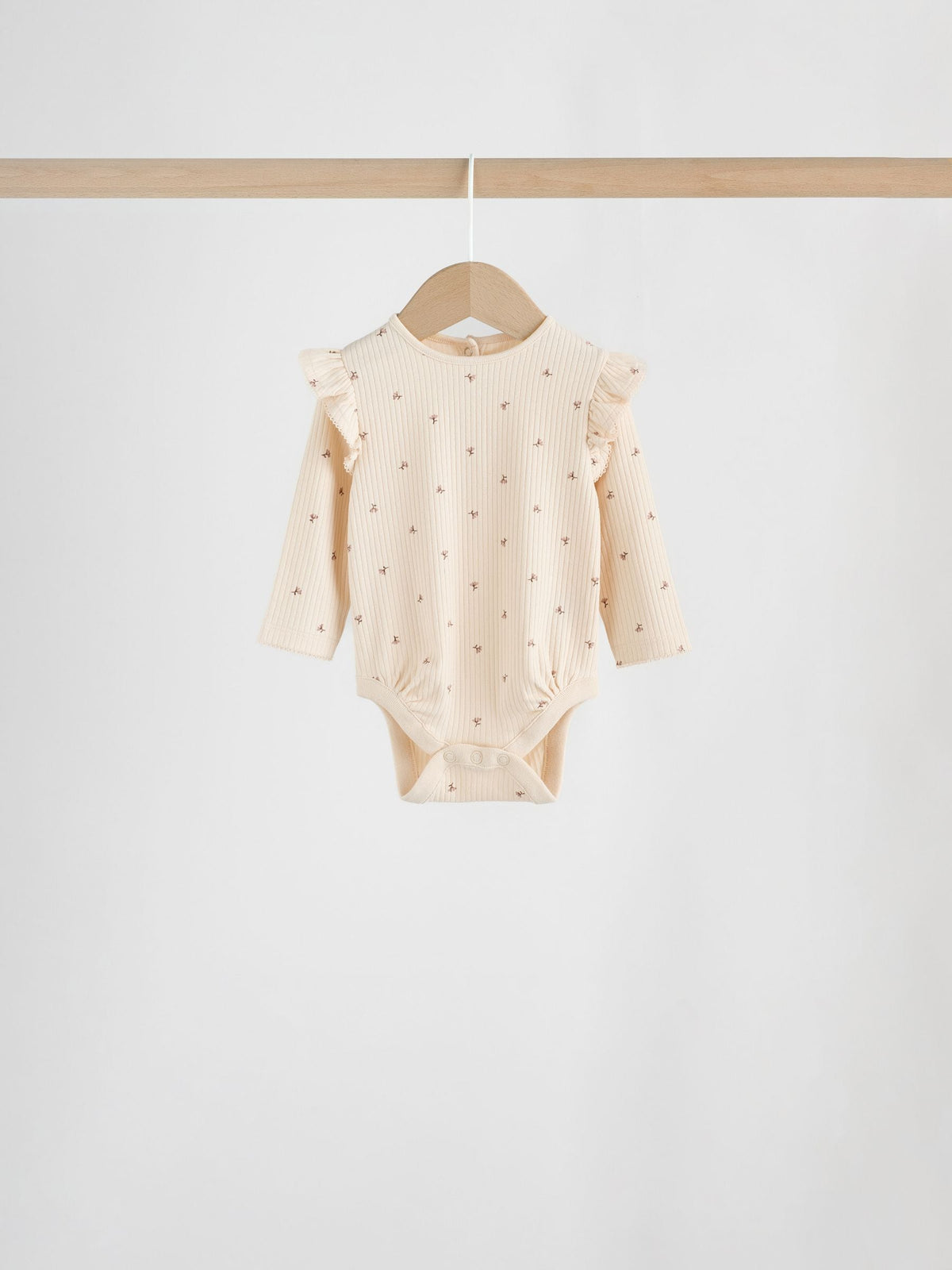 Purple/Yellow/Cream Ditsy Baby Long Sleeve Frill Bodysuits 4 Pack (0mths-2yrs)