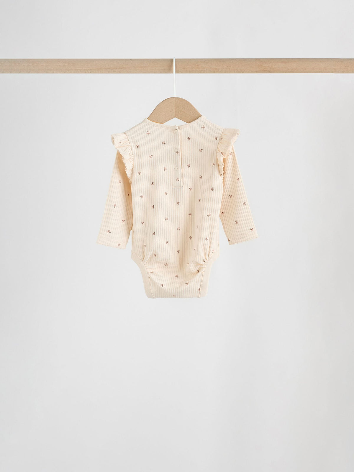 Purple/Yellow/Cream Ditsy Baby Long Sleeve Frill Bodysuits 4 Pack (0mths-2yrs)