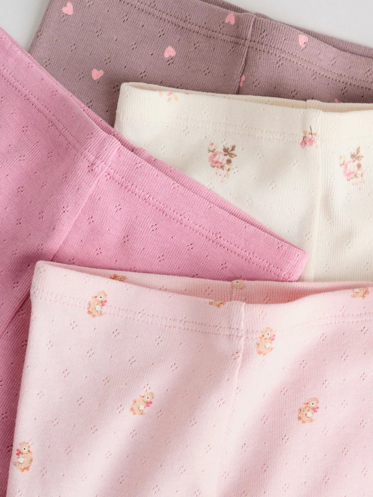 Pink/Brown/Heart Baby Leggings 4 Pack (0mths-2yrs)