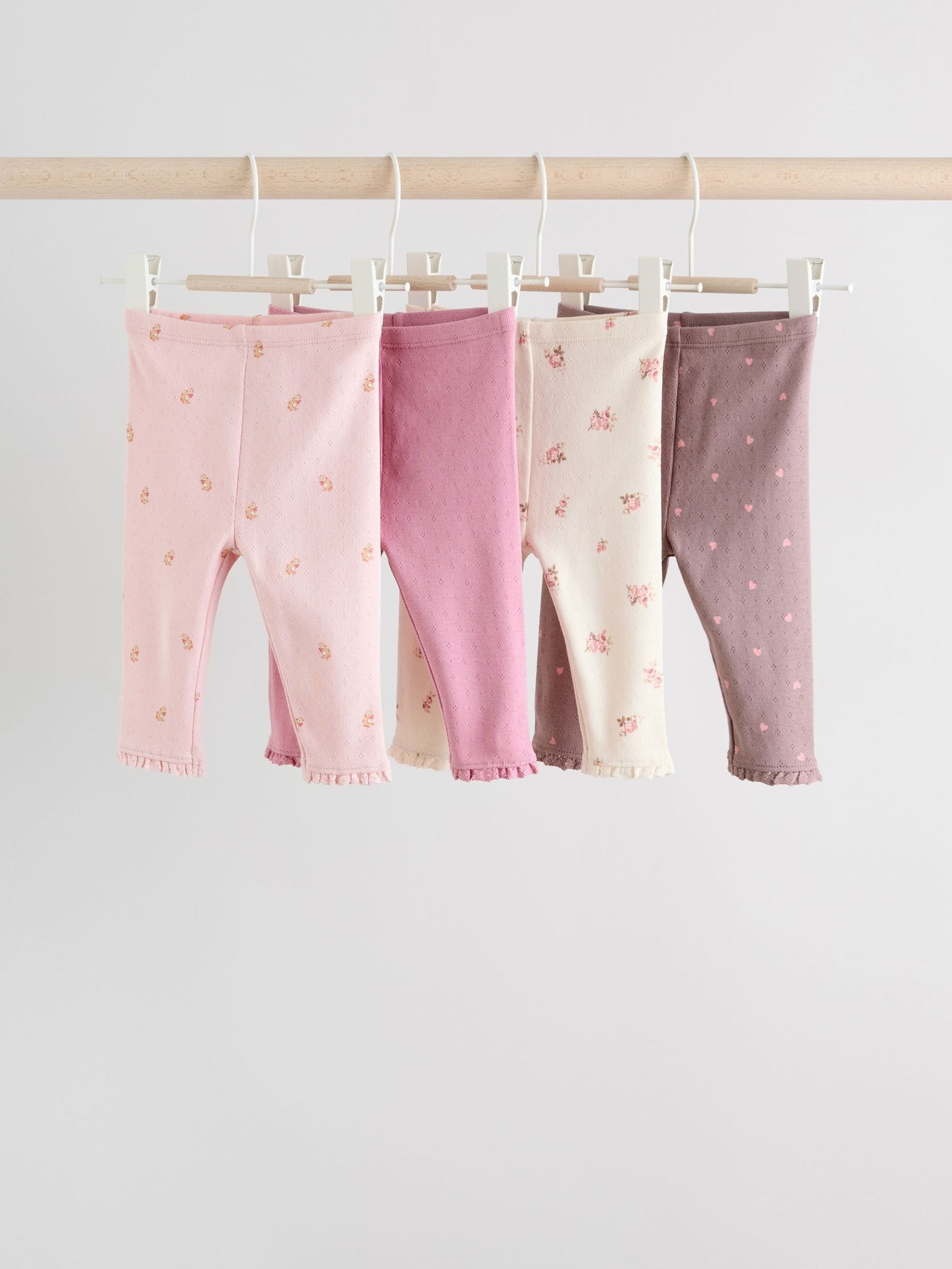 Pink/Brown/Heart Baby Leggings 4 Pack (0mths-2yrs)