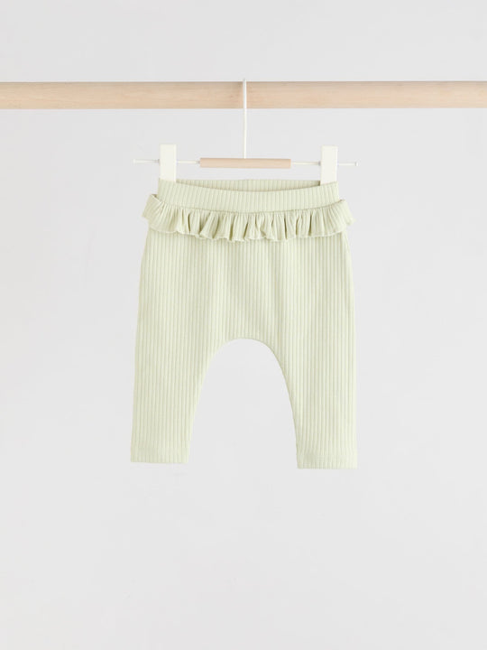 Sage Green/Coral/Ditsy Baby Leggings 4 Pack (0mths-2yrs)