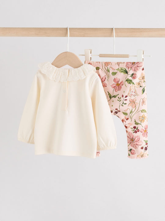 White/Pink/Bunny/Floral Baby Long Sleeve Top and Leggings Set (0mths-2yrs)