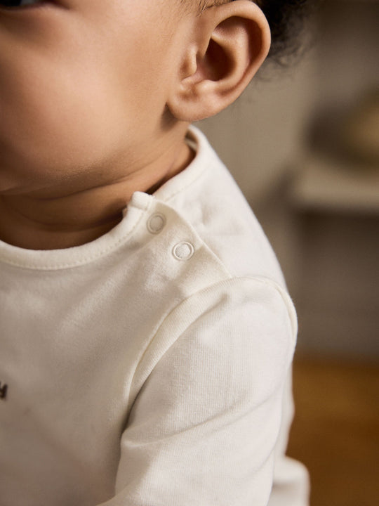 White/Brown Baby Long Sleeve Top and Trousers Set 2 Piece (0mths-2yrs)
