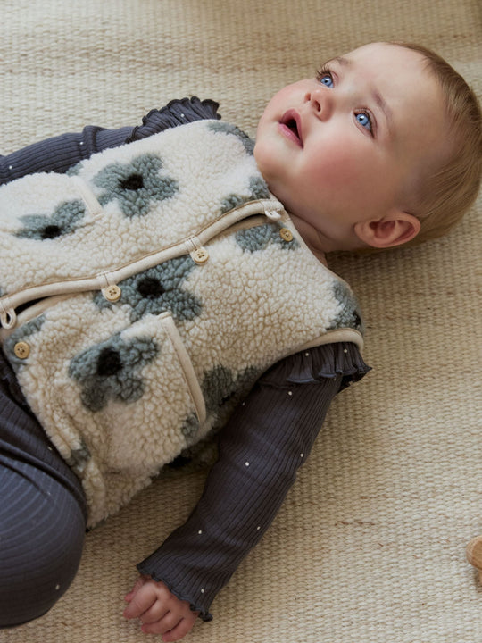 Grey Floral Baby Long Sleeve Top and Leggings with Gilet Set 3 Piece (0mths-2yrs)