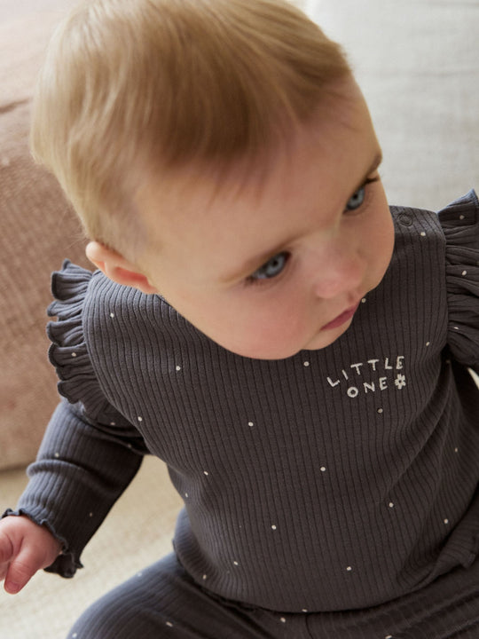 Grey Floral Baby Long Sleeve Top and Leggings with Gilet Set 3 Piece (0mths-2yrs)