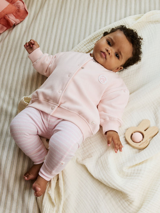Pink/White Baby Jacket, Top and Leggings Set 3 Piece (0mths-2yrs)